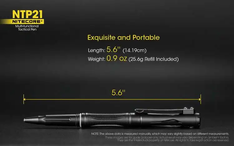 New Nitecore NTP21 Aluminum Alloy Tactical Pen Schneider Gelion Ballpoint Pen